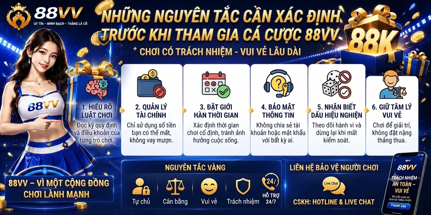 Chơi Có Trách Nhiệm Tại 88VV: Nguyên Tắc Kiểm Soát 1 Những nguyên tắc cần xác định trước khi tham gia